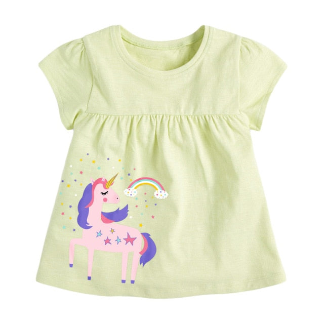 Children Summer New Baby Girls Clothes Unicorn Tee Tops Brand Short Sleeve Causal Cotton T Shirt