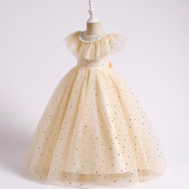 Robe de demoiselle d'honneur en dentelle pour filles, vêtements formels de première Communion pour enfants, robes de fête de princesse