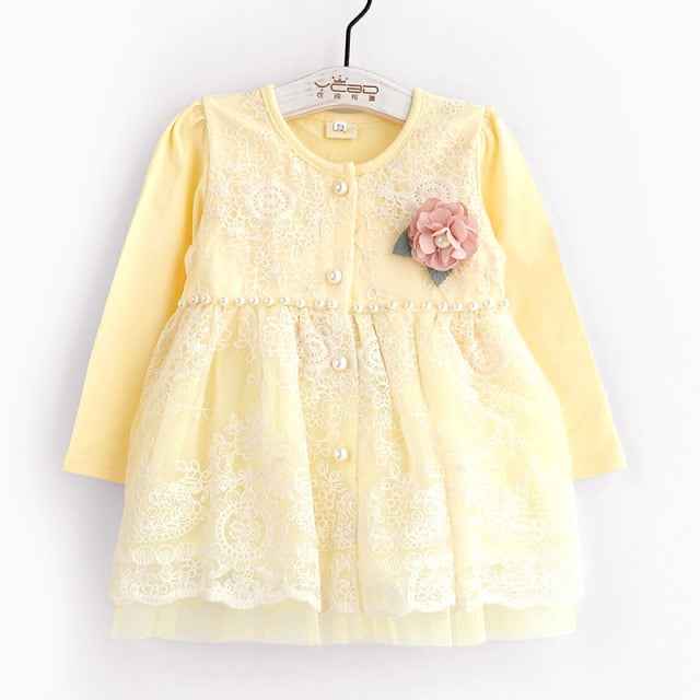 Baby Girls Clothing for Babies Autumn Christmas Toddler Infant Lace Embroidery Pearls Princess Dress Outfits with Flower 0-2T