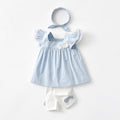 Kids Clothes Set For Party Wedding Princess Girls Dress+Baby Leggings+Bowknot Hairband 3pcs/set