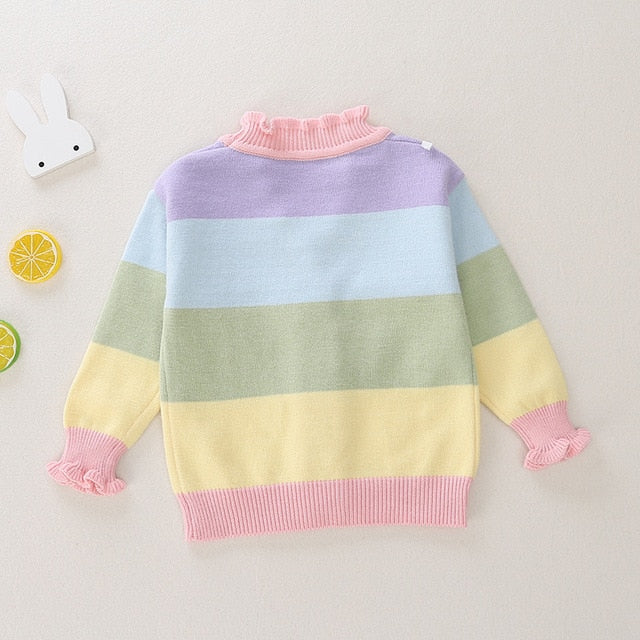 Autumn Baby Girls Sweaters Striped Kids Clothes Cotton Children Knitted Sweater Coat Cute Cardigan Jacket 0-6Y