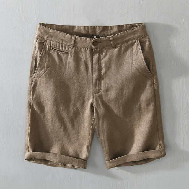 Linen Shorts for Men Summer Solid White Loose Holiday Shorts Man Casual Button Fly Short Pants