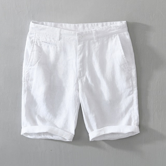 Linen Shorts for Men Summer Solid White Loose Holiday Shorts Man Casual Button Fly Short Pants