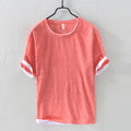 Summer New Cotton Red Solid T Shirt Men Causal O-neck Basic T-shirt Male High Quality Classical Thin Tops