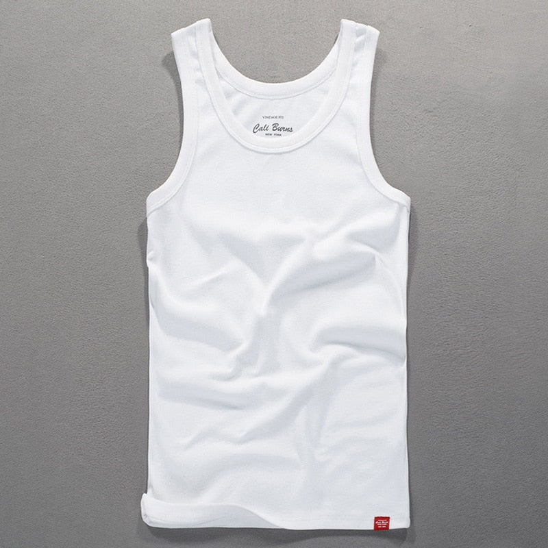 White Tank Top Gym Accessories Men Summer New Casual Solid Sleeveless Vest Male Pure Cotton Gym Shirt Jogger Waistcoat