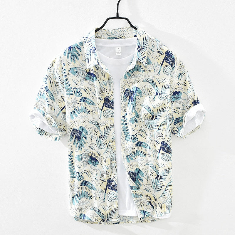 Beach hawaiian Shirt for Men Summer New Vacation Tops Male Thin Slim Fit Button Up Retro Clothes