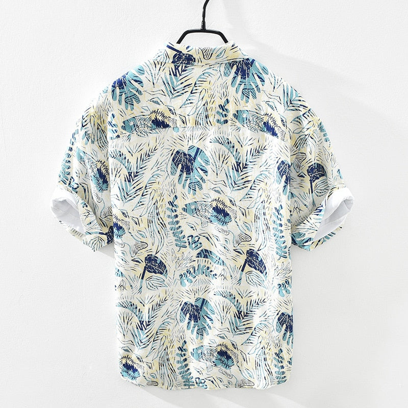 Beach hawaiian Shirt for Men Summer New Vacation Tops Male Thin Slim Fit Button Up Retro Clothes