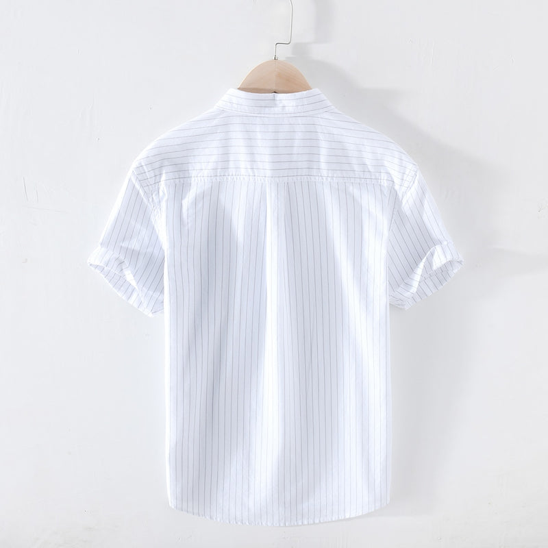 Summer New Striped Shirts Men Short Sleeve 100% Cotton Casual Shirt High Quality clothing