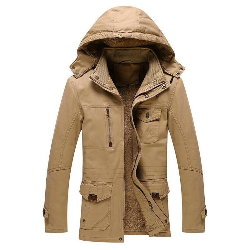 Winter Jacket Mens Standing Collar Male Bomber Jacket Men Hooded Casual Jacket Coats Thick Warm Coat Outwear