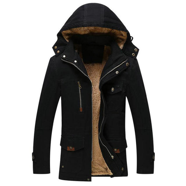 Winter Jacket Mens Standing Collar Male Bomber Jacket Men Hooded Casual Jacket Coats Thick Warm Coat Outwear