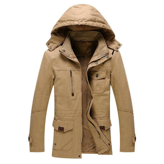 Winter Jacket Mens Standing Collar Male Bomber Jacket Men Hooded Casual Jacket Coats Thick Warm Coat Outwear