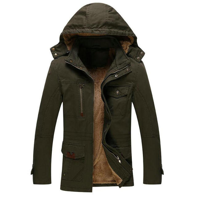 Winter Jacket Mens Standing Collar Male Bomber Jacket Men Hooded Casual Jacket Coats Thick Warm Coat Outwear