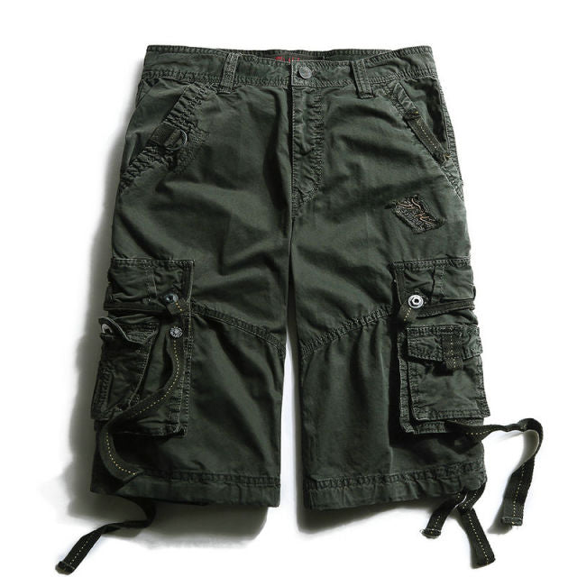 Summer Men Short Pants Knee Length Cotton Military Mens Cargo Shorts Multi-pocket Outdoor Army Work Male Shorts