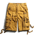 Summer Men Short Pants Knee Length Cotton Military Mens Cargo Shorts Multi-pocket Outdoor Army Work Male Shorts