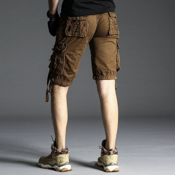 Summer Men Short Pants Knee Length Cotton Military Mens Cargo Shorts Multi-pocket Outdoor Army Work Male Shorts