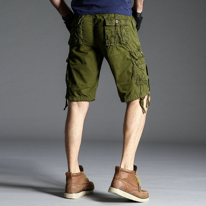 Summer Men Short Pants Knee Length Cotton Military Mens Cargo Shorts Multi-pocket Outdoor Army Work Male Shorts