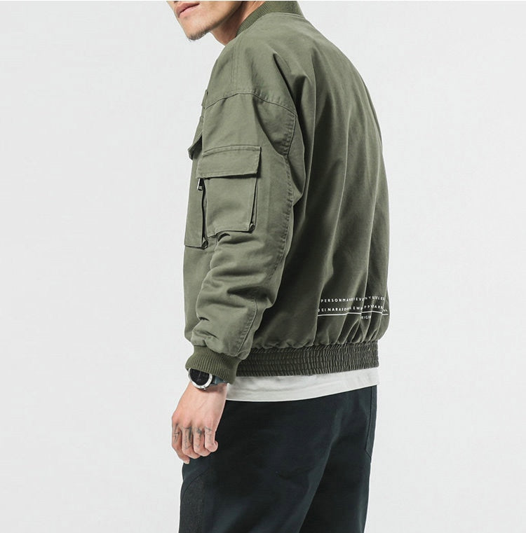 New Autumn Men Casual Jacket Coat Men's Washed Solid Cotton Clothing Army green Bomber Jackets Male Cargo Coats Streetwear