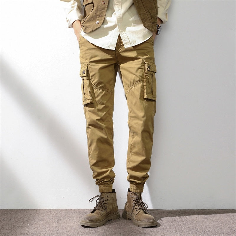 High Quality Khaki Casual Pants Men Military Tactical Joggers Cargo Pants Multi-Pocket Fashions Black Men Trousers