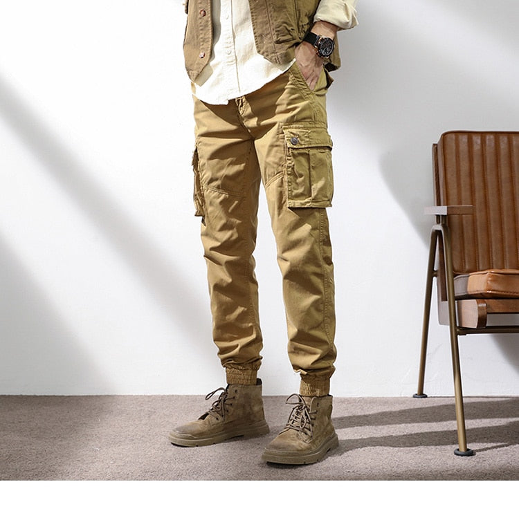 High Quality Khaki Casual Pants Men Military Tactical Joggers Cargo Pants Multi-Pocket Fashions Black Men Trousers