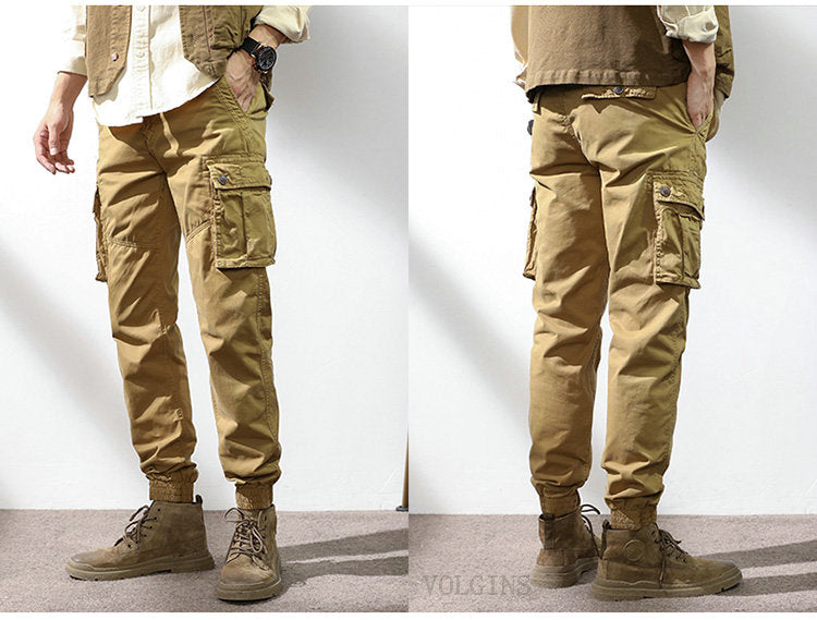 High Quality Khaki Casual Pants Men Military Tactical Joggers Cargo Pants Multi-Pocket Fashions Black Men Trousers