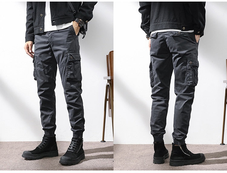 High Quality Khaki Casual Pants Men Military Tactical Joggers Cargo Pants Multi-Pocket Fashions Black Men Trousers