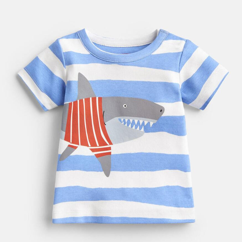 Enfants été nouveau bébé garçon vêtements animal requin coton à manches courtes t-shirt fille t-shirt hauts