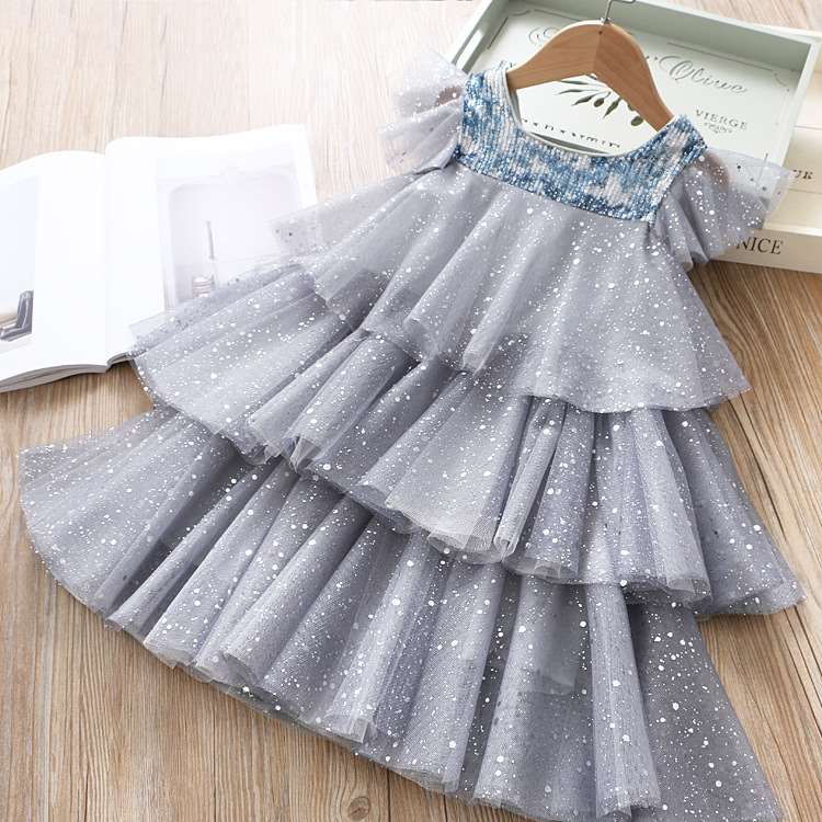 Newborn Girl Dresses Sequined Layered Dress Princess Dresses for Party Wedding Kids Clothes 2-6Y