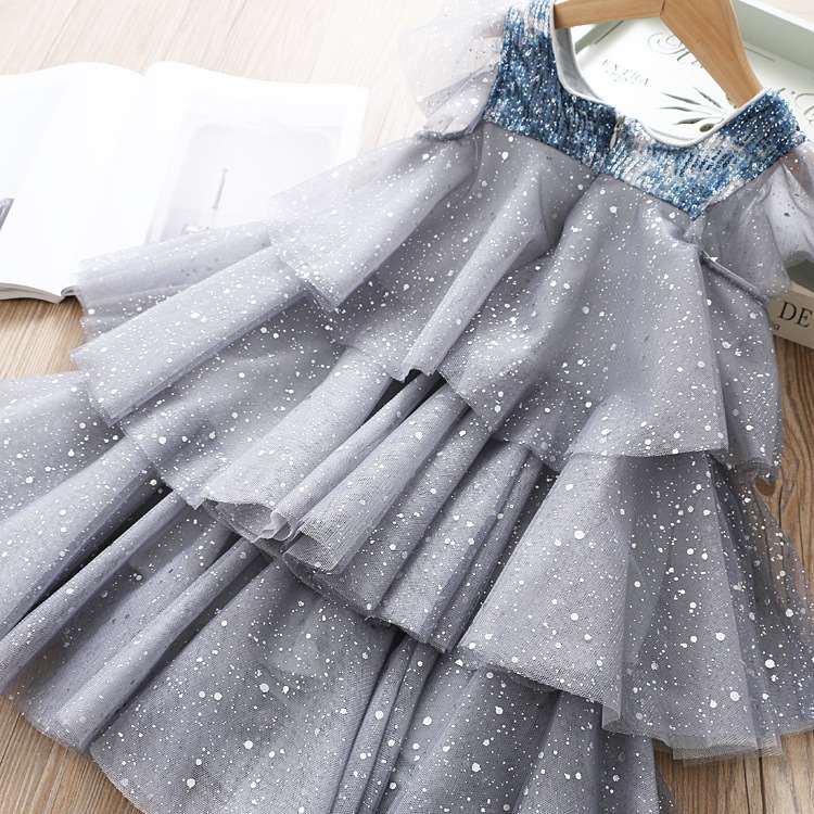 Newborn Girl Dresses Sequined Layered Dress Princess Dresses for Party Wedding Kids Clothes 2-6Y