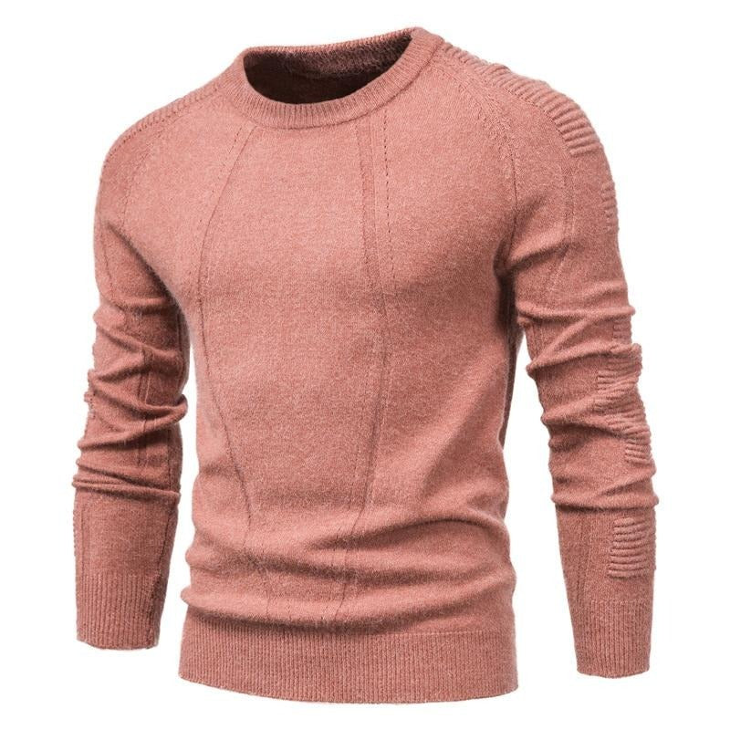 Autumn Winter Pullover Solid Color Men's Sweater O-neck Geometry Sweater Men Casual Slim Sweaters Mens Clothing