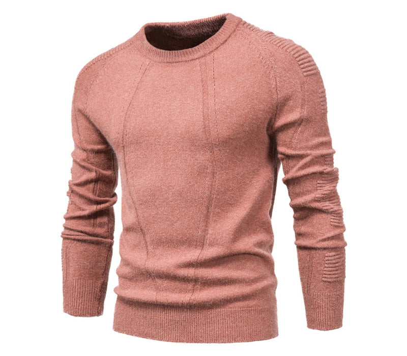 Autumn Winter Pullover Solid Color Men's Sweater O-neck Geometry Sweater Men Casual Slim Sweaters Mens Clothing