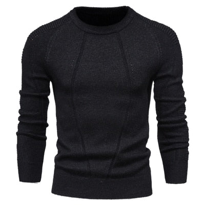 Autumn Winter Pullover Solid Color Men's Sweater O-neck Geometry Sweater Men Casual Slim Sweaters Mens Clothing