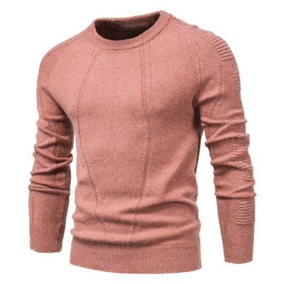 Autumn Winter Pullover Solid Color Men's Sweater O-neck Geometry Sweater Men Casual Slim Sweaters Mens Clothing