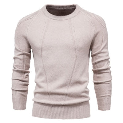 Autumn Winter Pullover Solid Color Men's Sweater O-neck Geometry Sweater Men Casual Slim Sweaters Mens Clothing