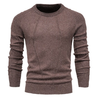 Autumn Winter Pullover Solid Color Men's Sweater O-neck Geometry Sweater Men Casual Slim Sweaters Mens Clothing