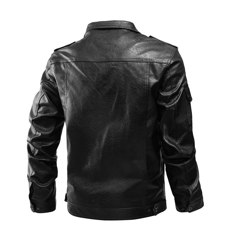 Men's Leather Jacket Winter Mens Outwear Windbreaker Leather Coats Men Slim Fit Faux Leather Motorcycle Jackets Clothing