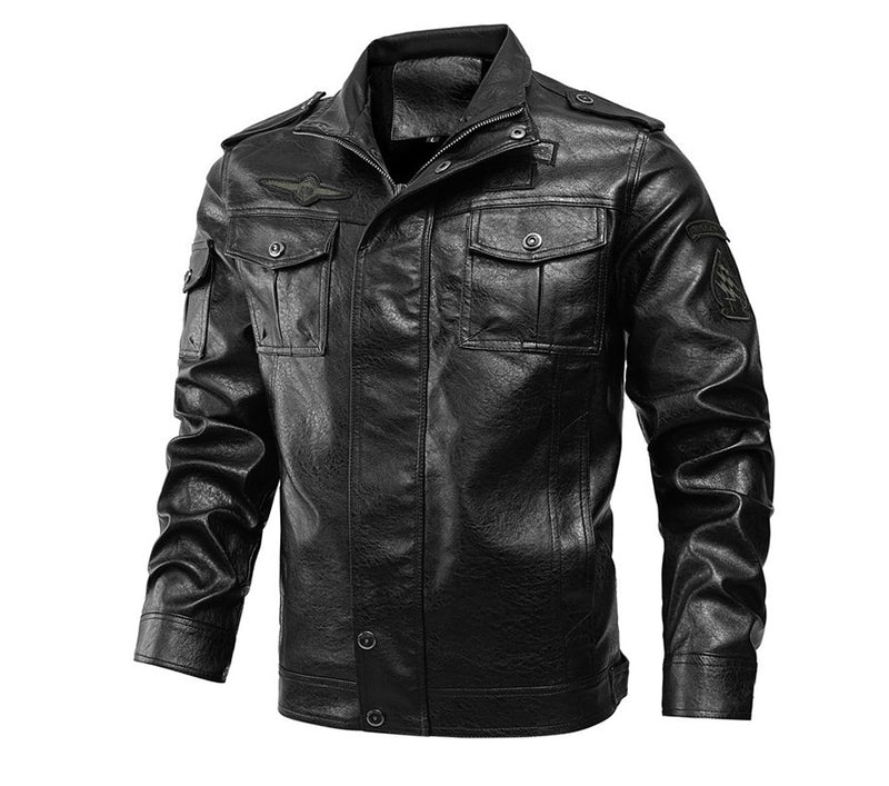 Men's Leather Jacket Winter Mens Outwear Windbreaker Leather Coats Men Slim Fit Faux Leather Motorcycle Jackets Clothing