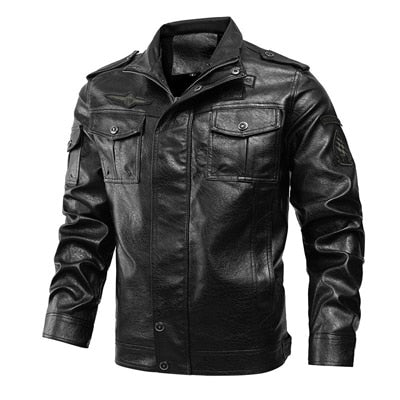 Men's Leather Jacket Winter Mens Outwear Windbreaker Leather Coats Men Slim Fit Faux Leather Motorcycle Jackets Clothing