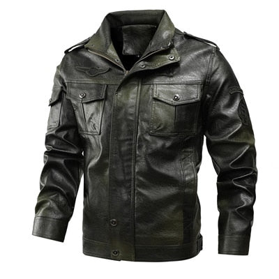 Men's Leather Jacket Winter Mens Outwear Windbreaker Leather Coats Men Slim Fit Faux Leather Motorcycle Jackets Clothing