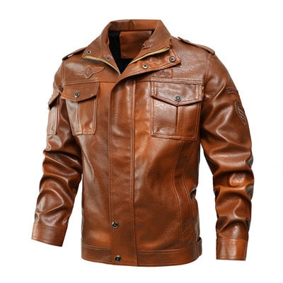 Men's Leather Jacket Winter Mens Outwear Windbreaker Leather Coats Men Slim Fit Faux Leather Motorcycle Jackets Clothing