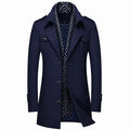 Winter Autumn Men's Wool Blends Coats Casual Thick Windproof Scarf Cotton Wool Long Jacket male Warm Business Jackets