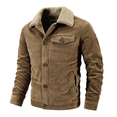 Winter Men's Corduroy Jackets Casual Male Outwear Thick Velvet Windbreaker Coats Mens Fleece Warm Jackets Clothing