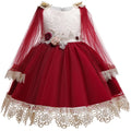 Robes à fleurs pour enfants, avec châle en dentelle, robes de princesse de fête de mariage, robes de première année pour bébés filles