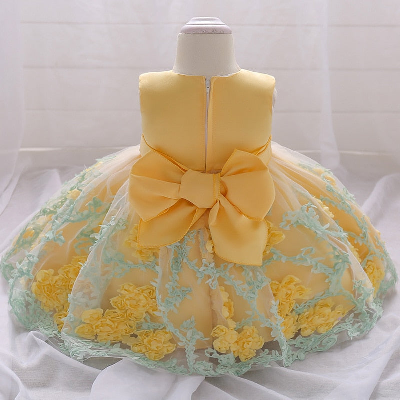 Flower Toddler Baby Girl Infant Princess Dress Baby Girl Wedding Dress Lace Kids Party baby for 1 Years birthday