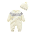 Baby Clothes Newborn Beige Knitted Elk Overalls Knitting Hat For Kids Baby Toddler Outfit Boys Girls Romper