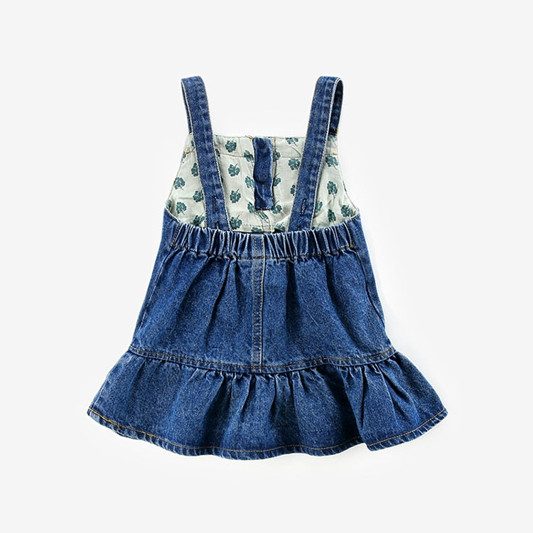 Mini robe en jean pour petites filles, salopette en Denim à bretelles, à volants, mignonne, couronne, robes pull d'été, vêtements pour tout-petits, nouvelle collection