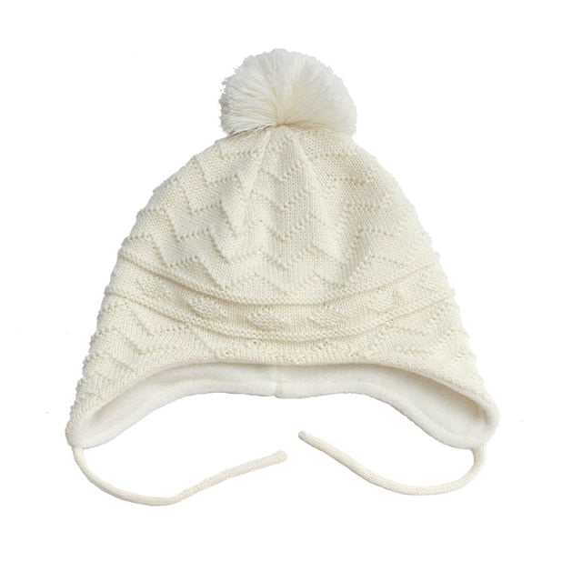 Winter Infant Baby Boy Girl Cotton Knitted Ear Protective Cap Warm Thick Baby Hats Children's Accessories