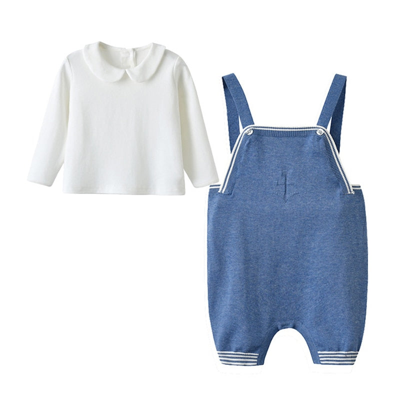 Ensemble de vêtements pour bébés filles et garçons, pantalon tricoté, T-shirt à manches longues + salopette tricotée pour nouveau-né, nouvelle collection printemps automne