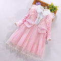 Children Girls Clothing Sets Autumn Winter Big girl 2Pcs Suit Sweater coat+Dress Outwear Cotton Kids Clothes