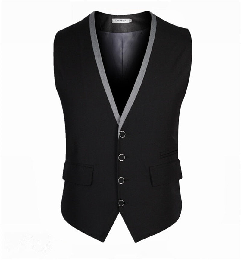 Black And Silver Suit Vests For Men Fit Men Wedding Party Waistcoats