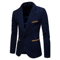 New Casual Men Blazer Corduroy Patchwork Mens Business One Button Slim Fit Male Suits Jacket Blazers